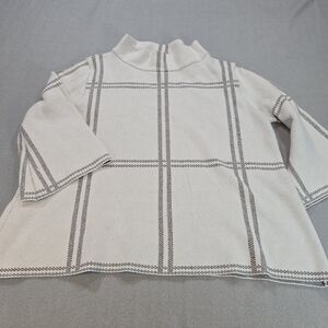 Fate Cream Plaid Mock‎ Neck Sweater Size M Neutral Knit Pullover